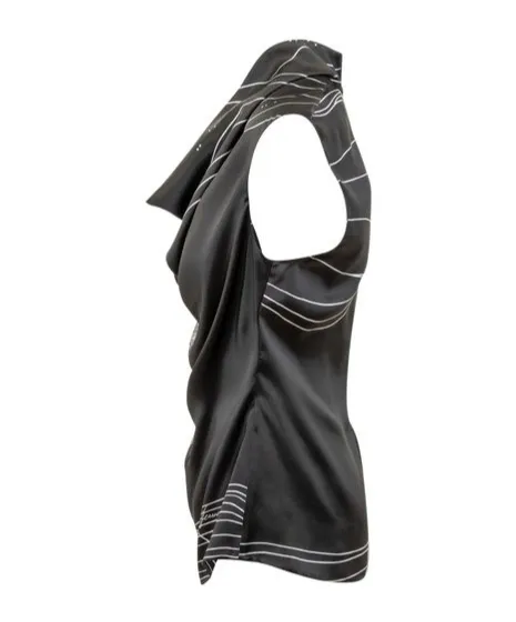 Salvatore Ferragamo Graphic Printed Draped-Neck Sleeveless Top