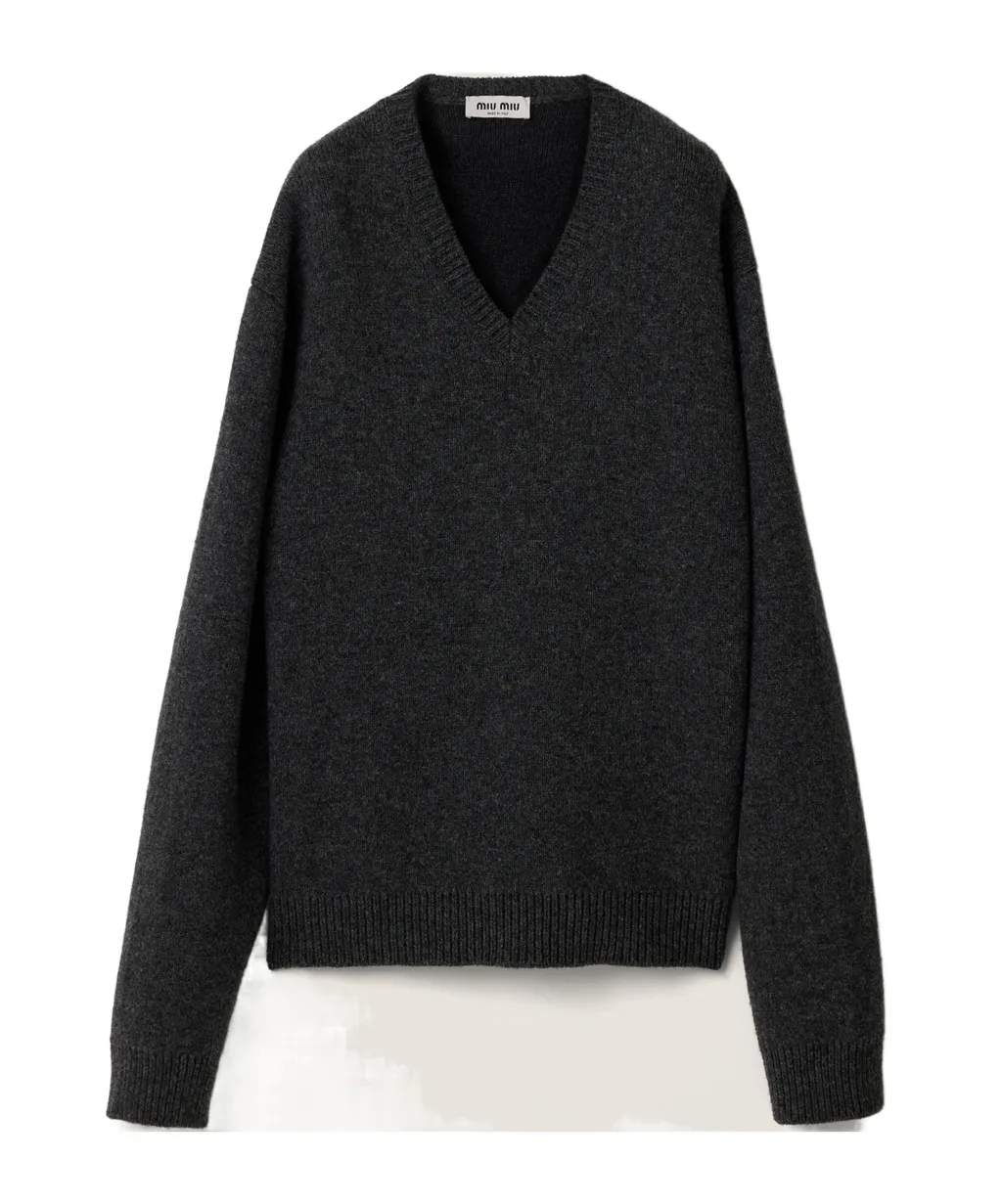 Miu Miu Long-Sleeved V-Neck Knitted Jumper