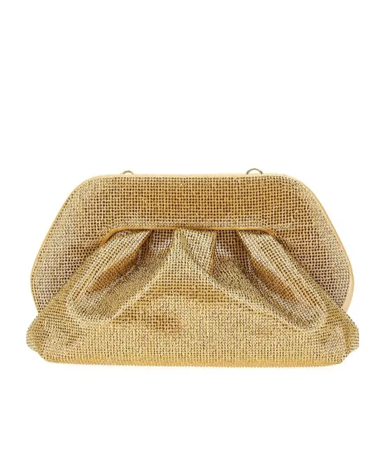 Themoirè Tia Embellished Ruched Clutch Bag