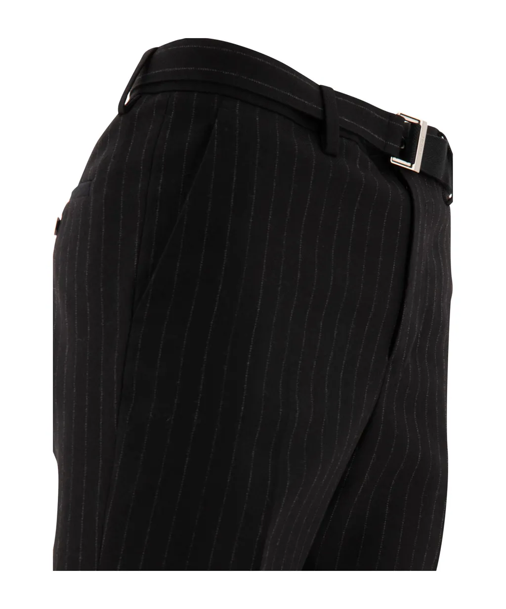 Sacai Belted Pinstriped Trousers