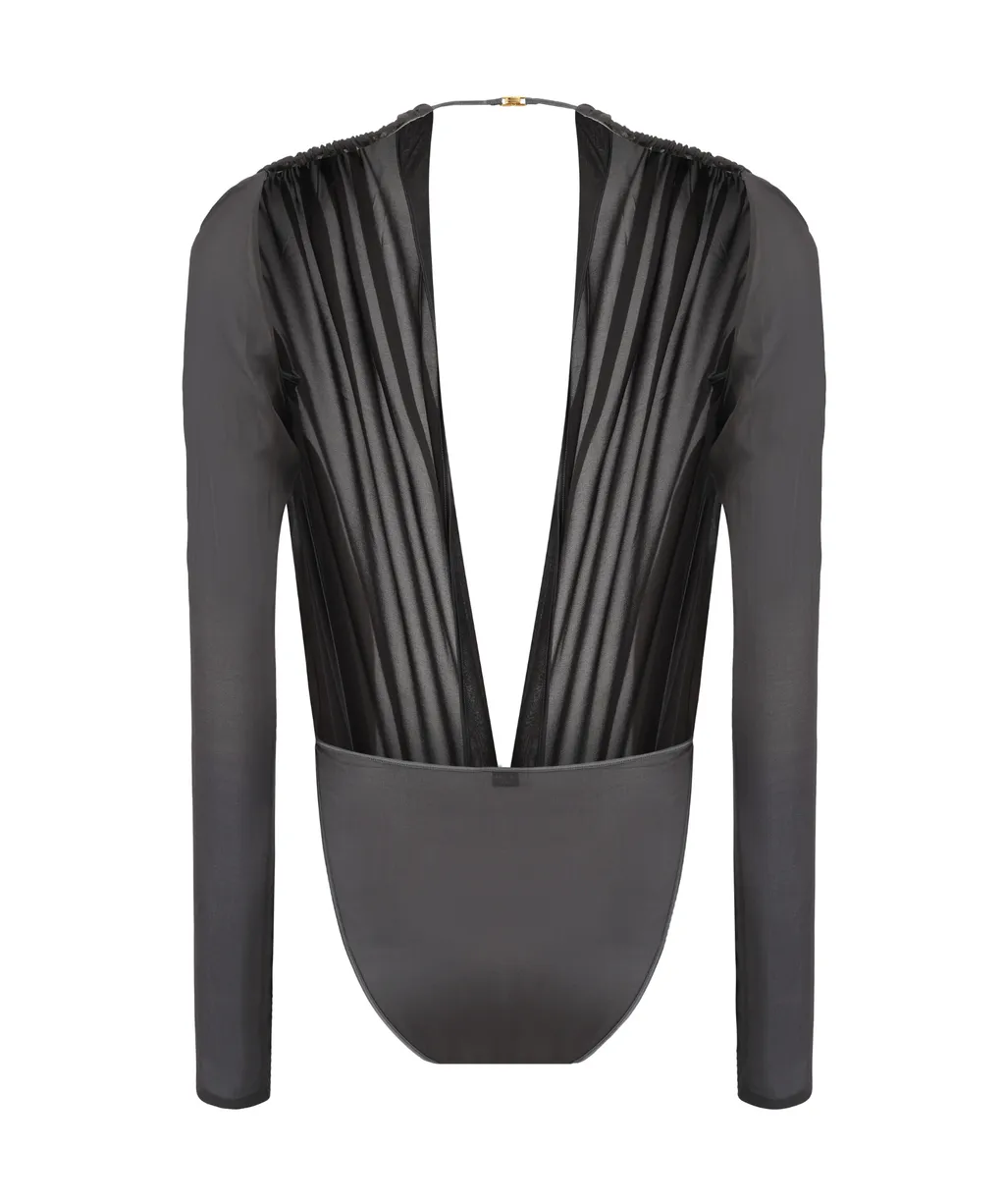 Saint Laurent Belted V-Neck Long-Sleeved Jumpsuit