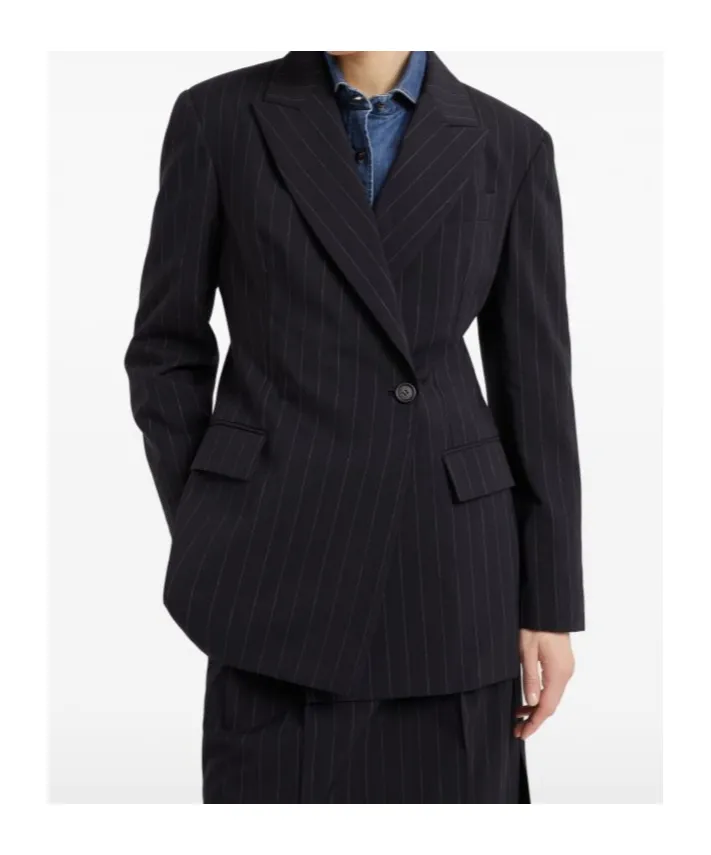 Brunello Cucinelli Pinstriped Double Breasted Blazer