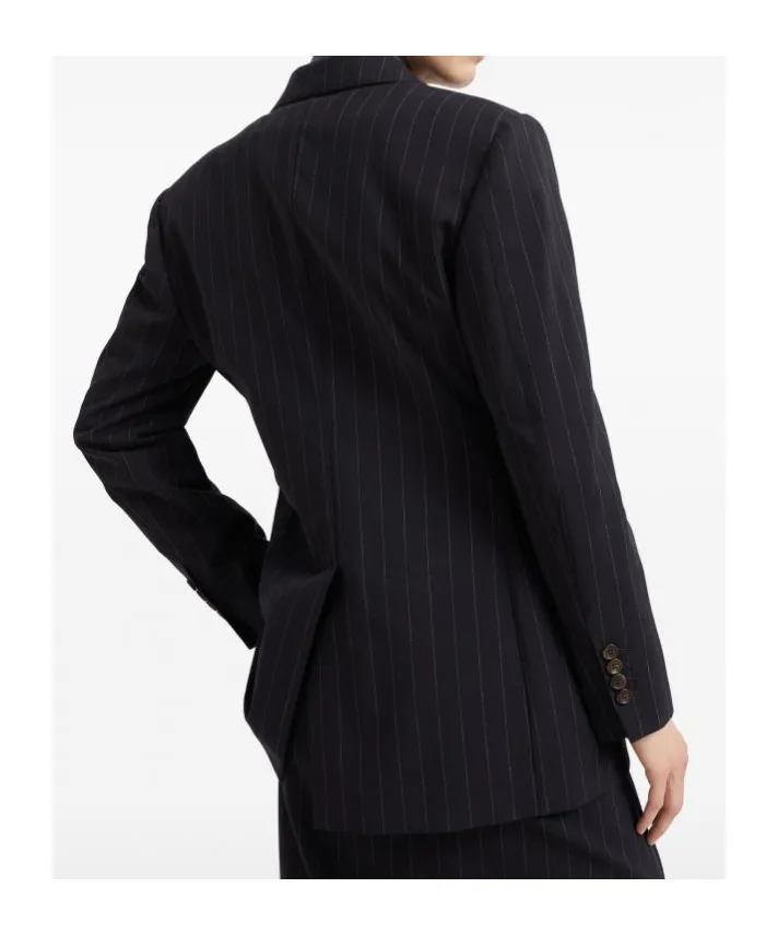 Brunello Cucinelli Pinstriped Double Breasted Blazer