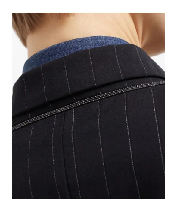 Brunello Cucinelli Pinstriped Double Breasted Blazer