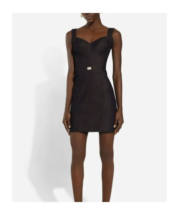 Logo-Plaque Bustier Dress