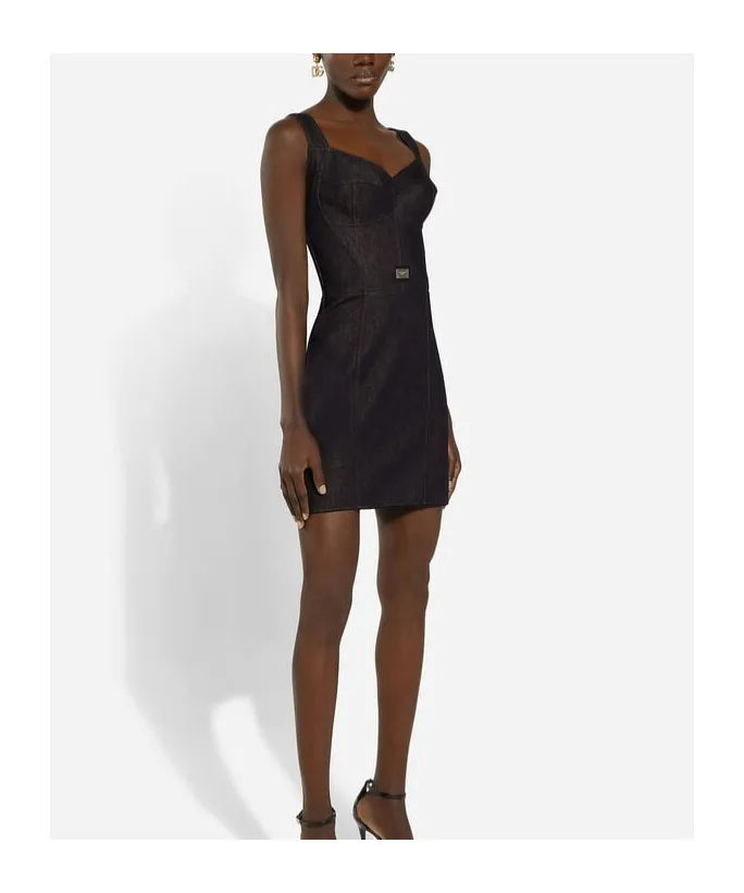 Logo-Plaque Bustier Dress