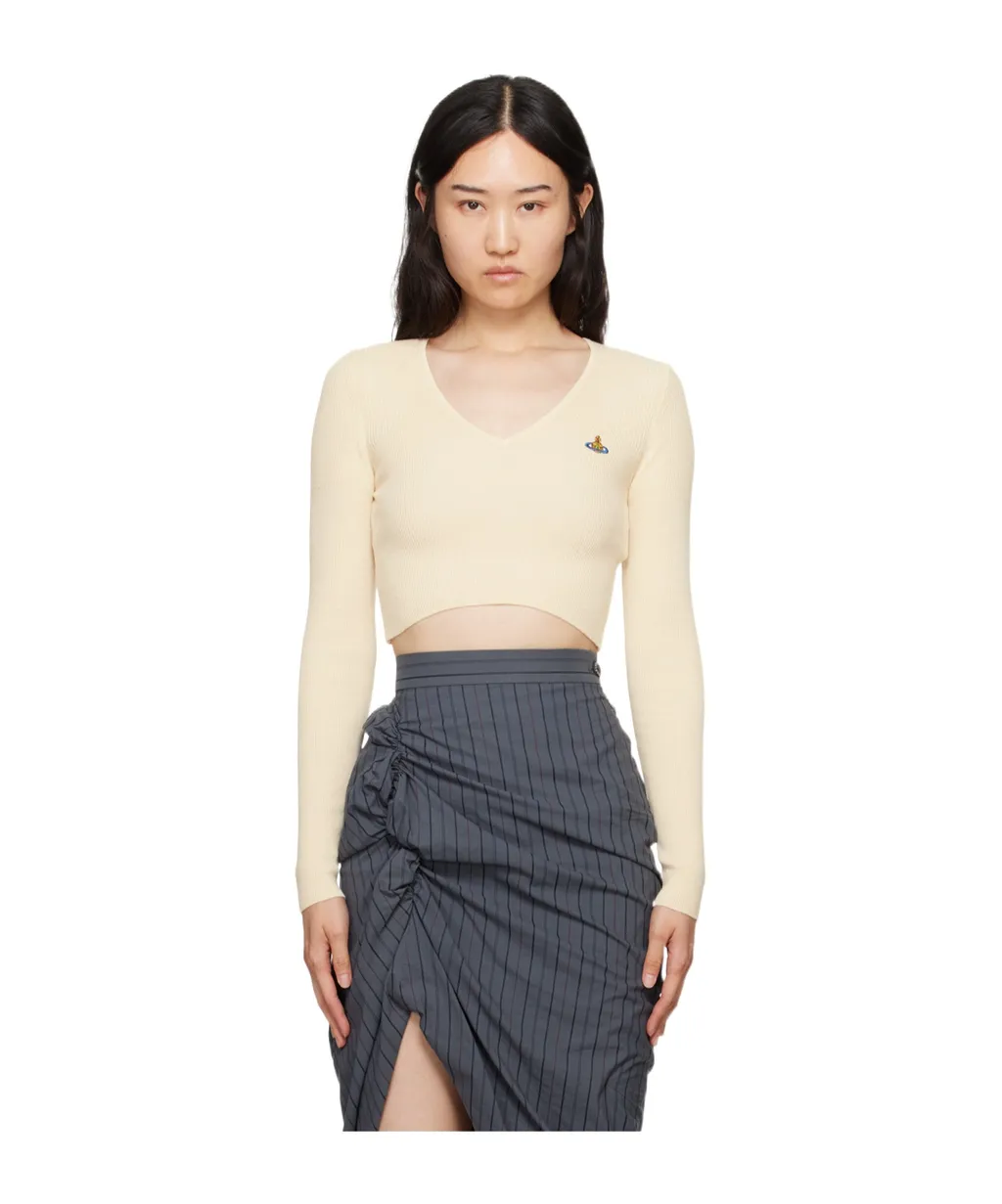 Vivienne Westwood Bea Cropped V-Neck Jumper