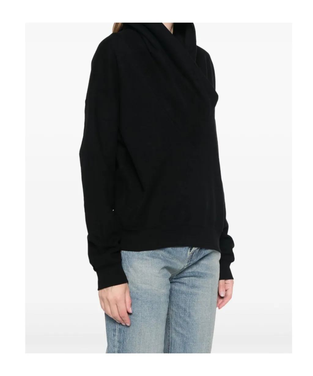 Saint Laurent V-Neck Drop Shoulder Hoodie