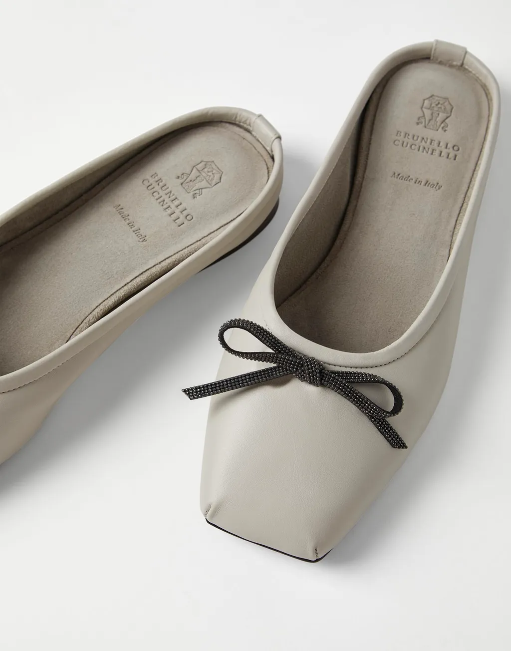 Monili-Bow Leather Mules