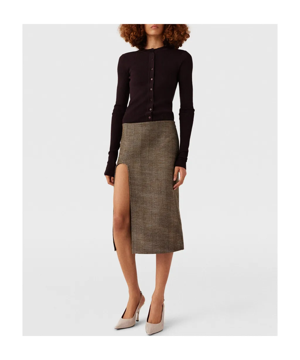 Stella Mccartney Side-Slit Tweed Skirt