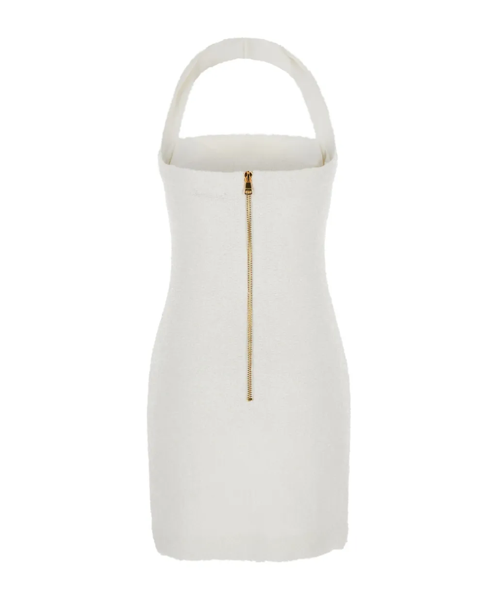 Balmain Halterneck Tweed Mini Dress