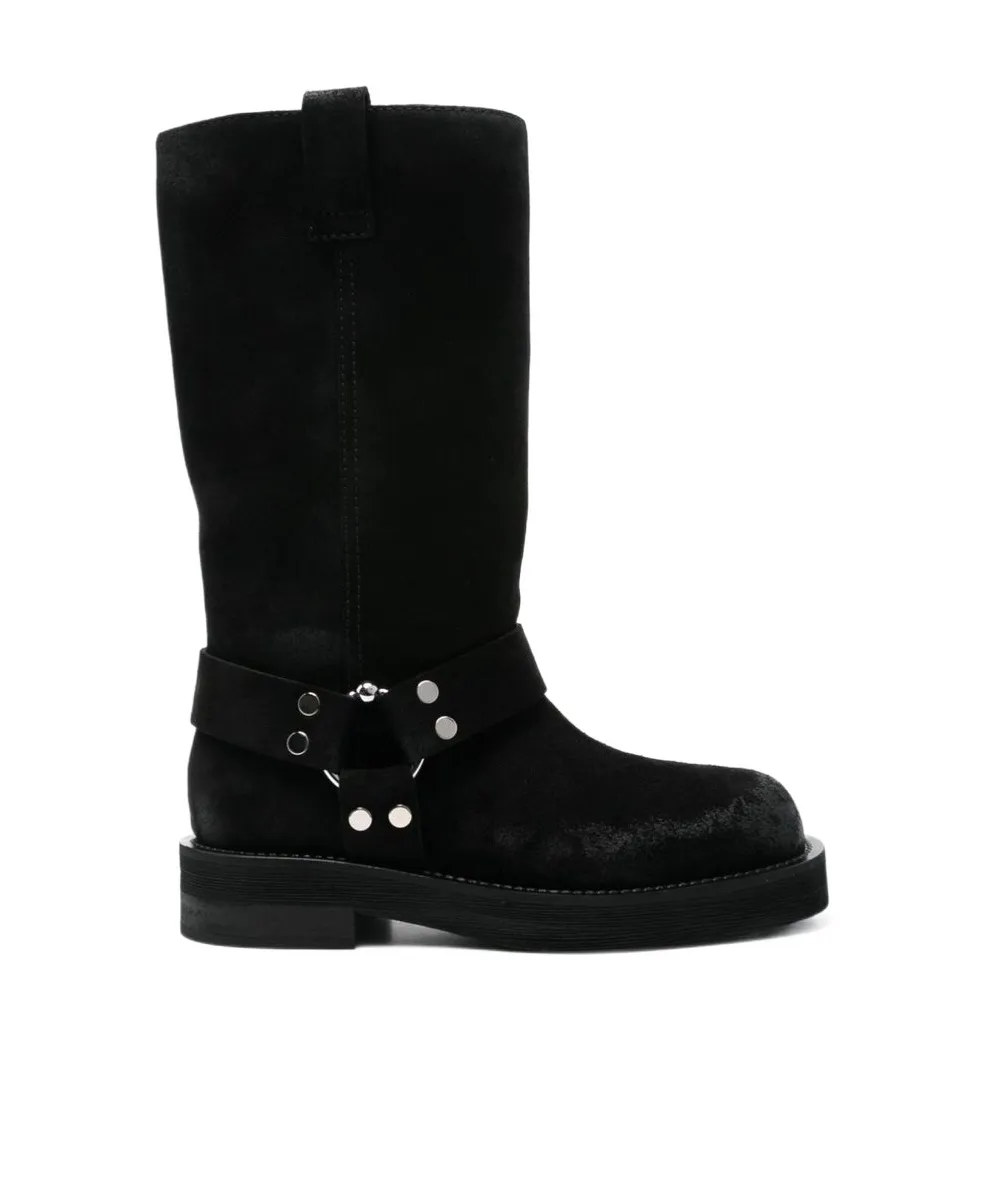 Demi Buckle-Strap Suede Boots