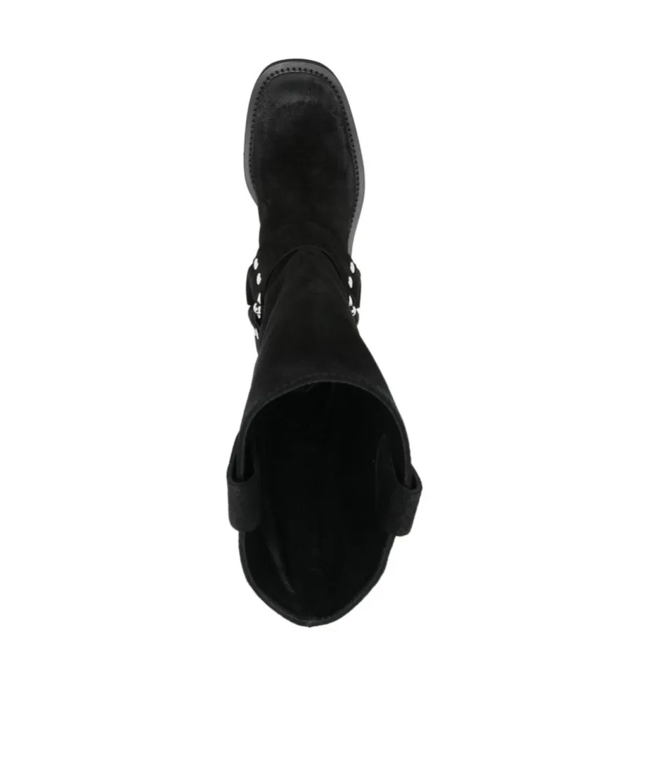 Demi Buckle-Strap Suede Boots