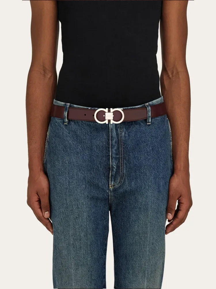 Double-Sided Logo Buckle Belt