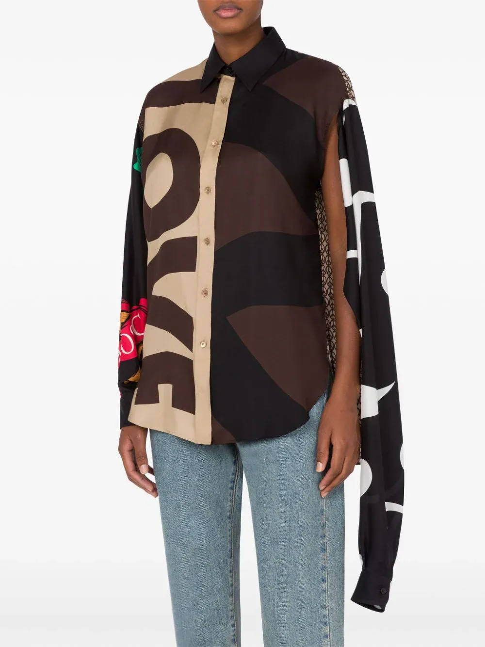 Moschino Asymmetric Buttoned Colour-Block Shirt