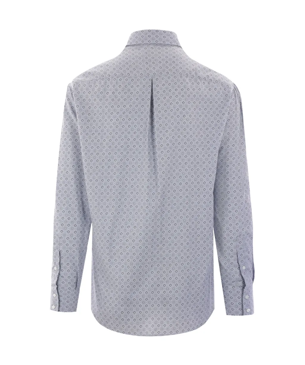 Brunello Cucinelli Geometric Printed Curved Hem Shirt