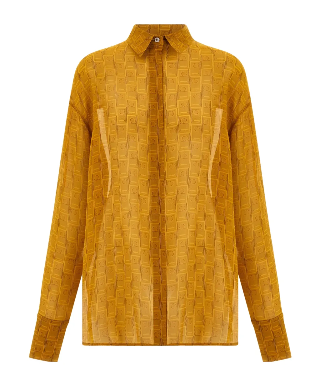 Salvatore Ferragamo Gancini Jacquard Semi-Sheer Shirt