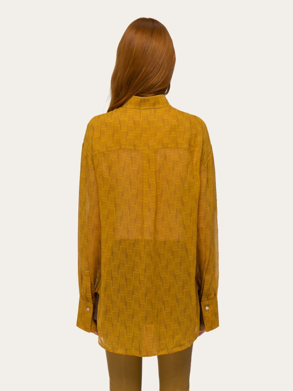 Salvatore Ferragamo Gancini Jacquard Semi-Sheer Shirt