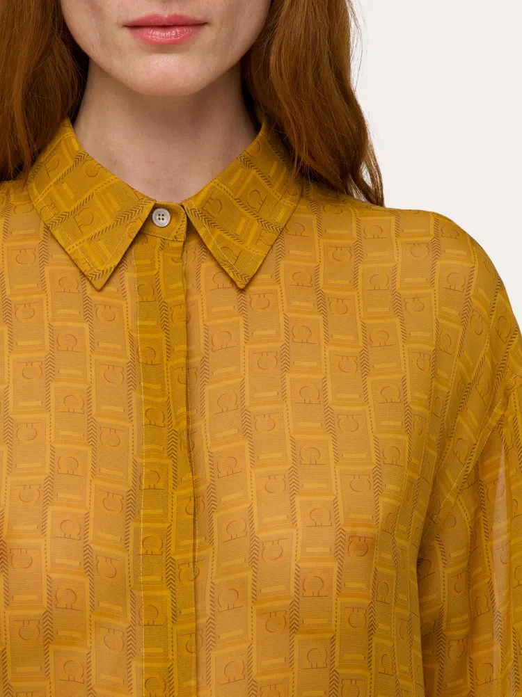Salvatore Ferragamo Gancini Jacquard Semi-Sheer Shirt