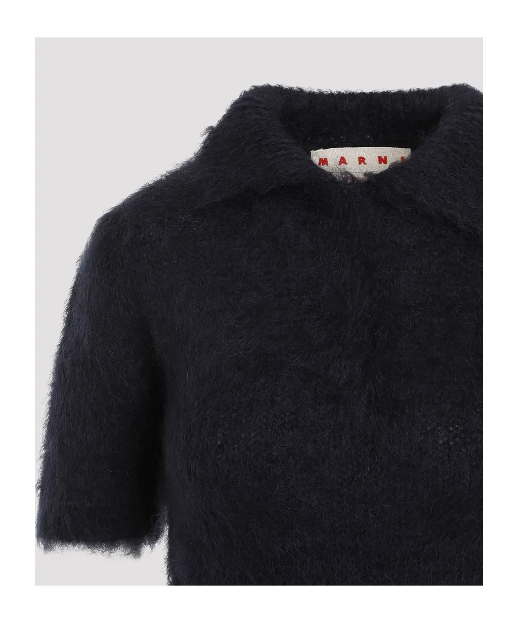 Marni Short Sleeved Brushed Knitted Polo Top