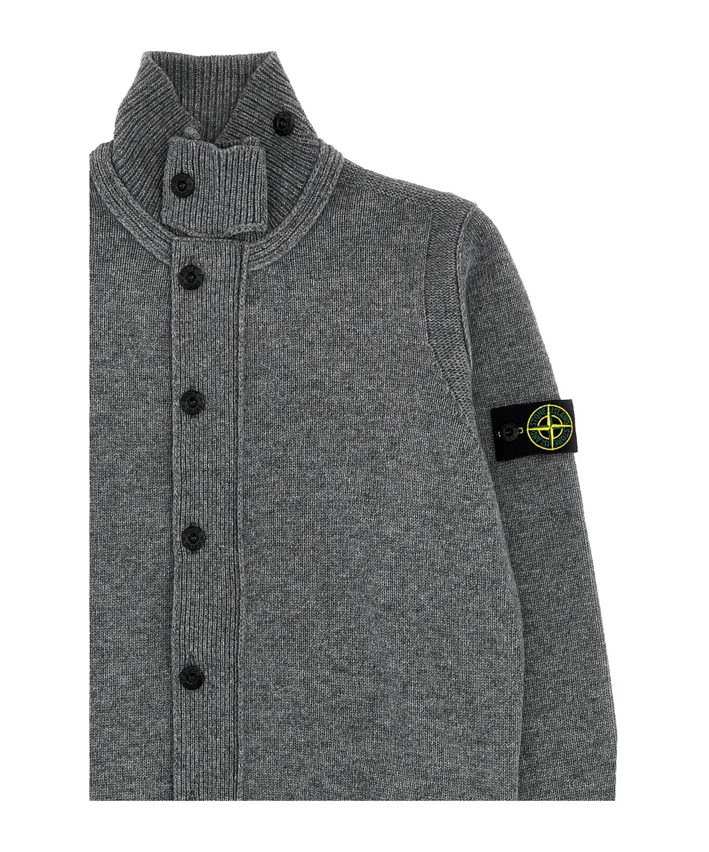Stone Island Junior Compass-Badge High Neck Cardigan