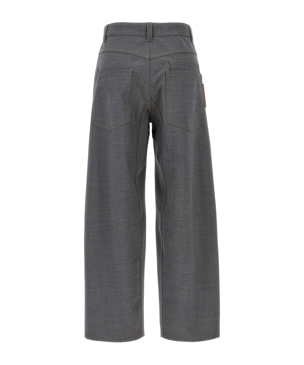 Brunello Cucinelli Logo Patch Wide-Leg Pants