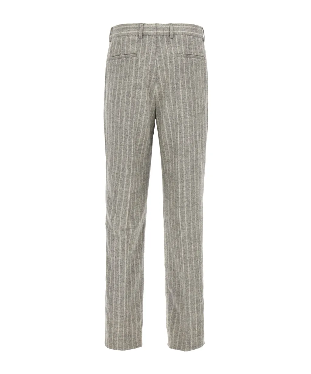 Brunello Cucinelli Striped Tapered Pleated-Detail Trousers