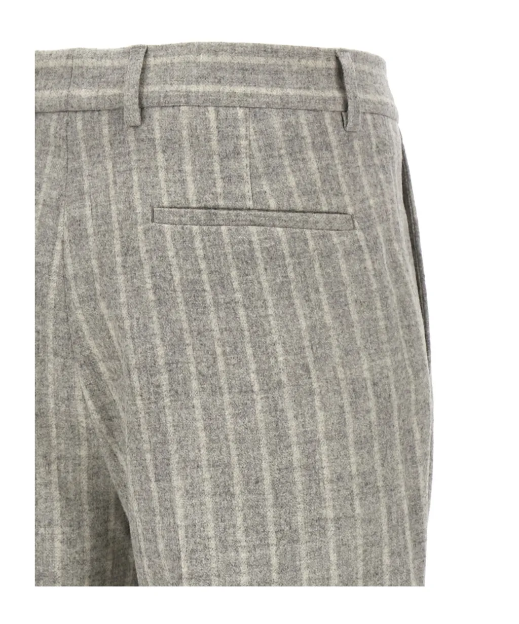 Brunello Cucinelli Striped Tapered Pleated-Detail Trousers