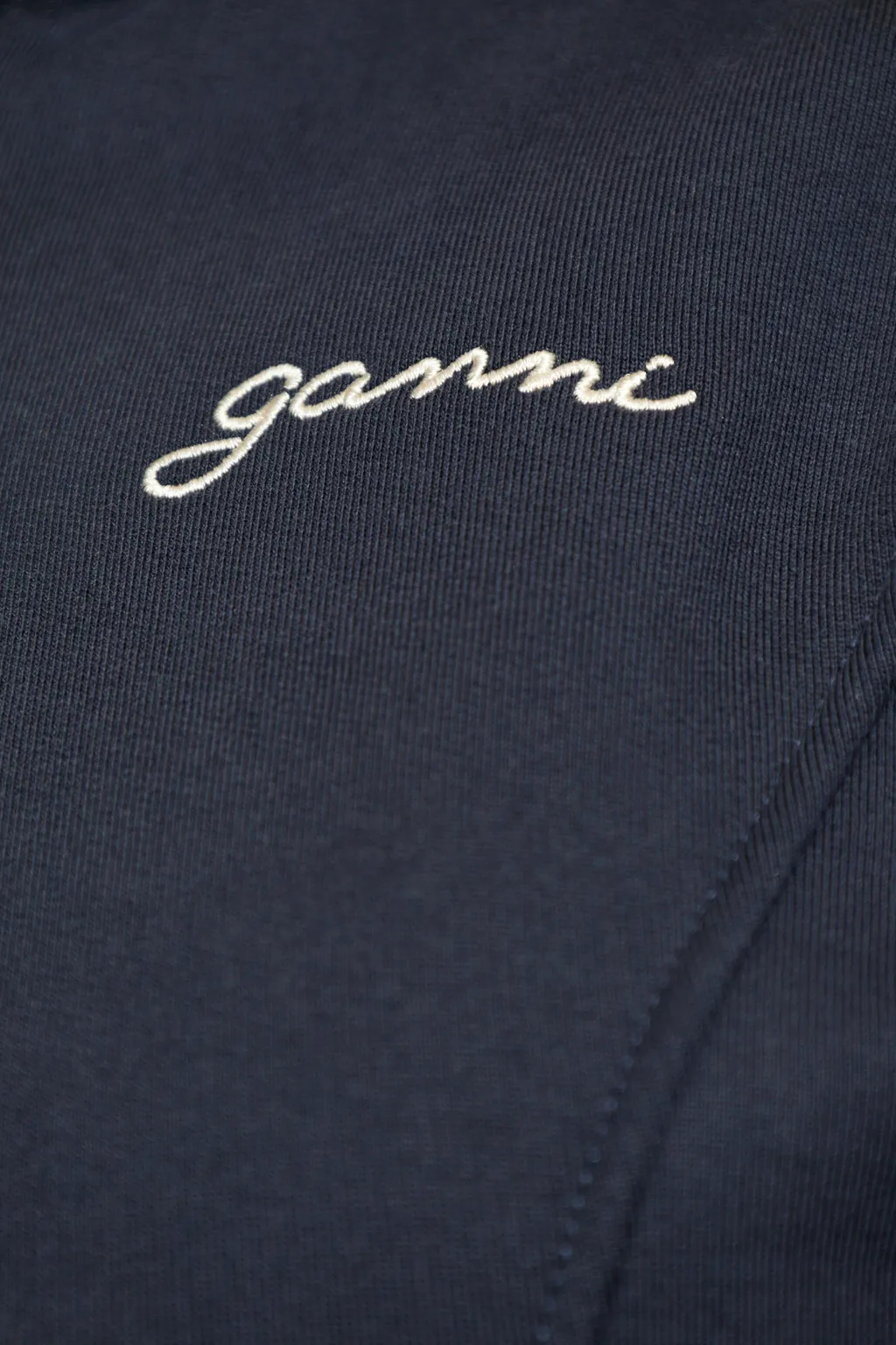 Ganni Logo Embroidered Zipped Hoodie