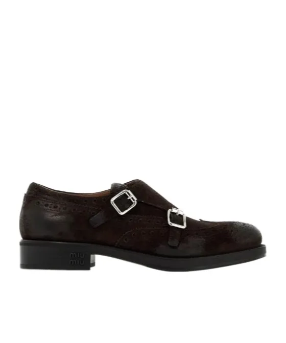 Church's X Miu Miu Suede Monk Strap Brogues