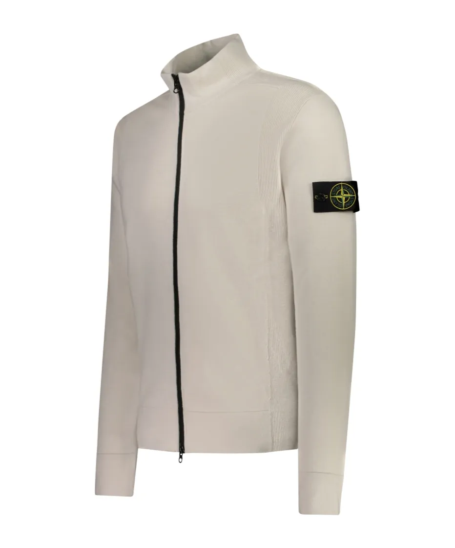Stone Island Logo Patch Zip-Up Cardigan