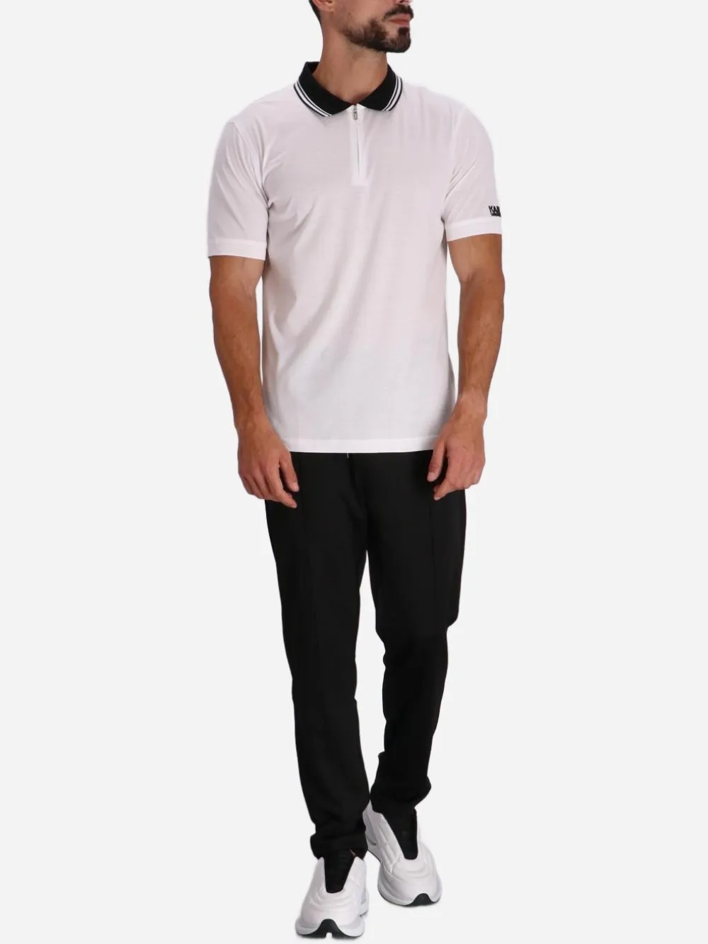 Contrasting-Collar Cotton Polo Shirt