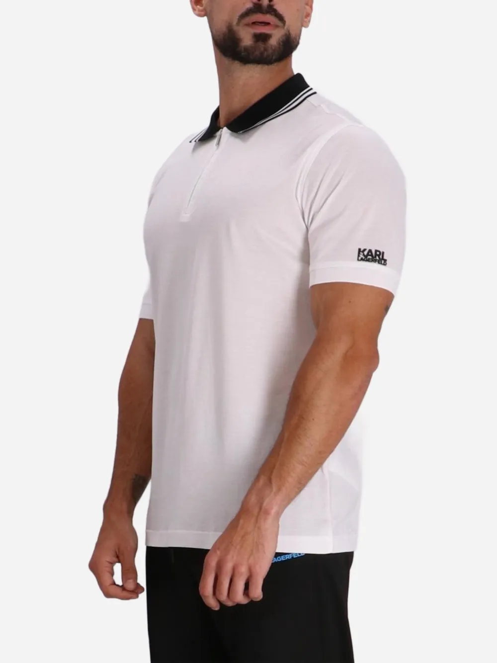 Contrasting-Collar Cotton Polo Shirt