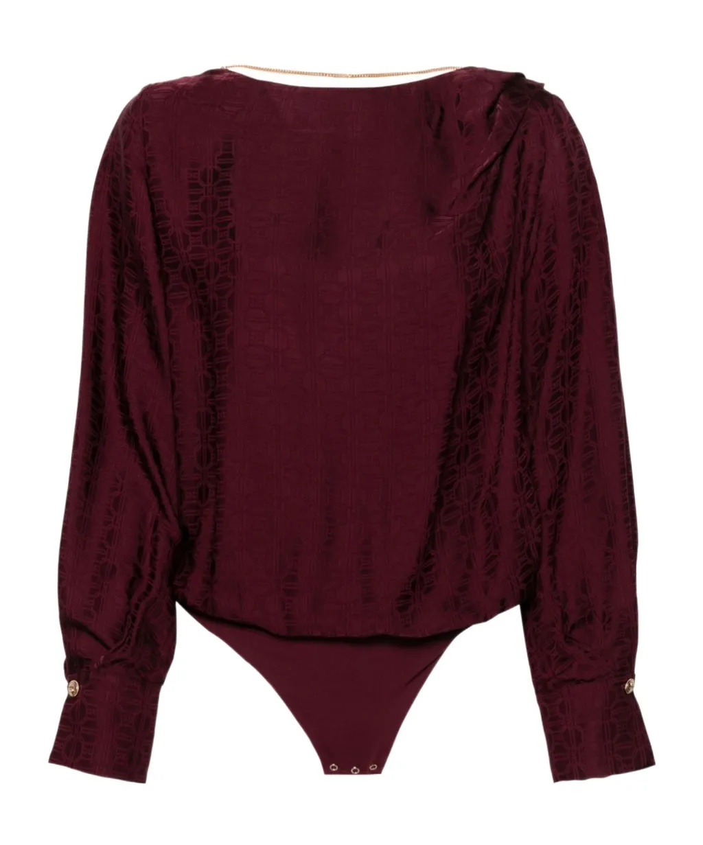 Elisabetta Franchi Jacquard Satin Bodysuit-Style Blouse