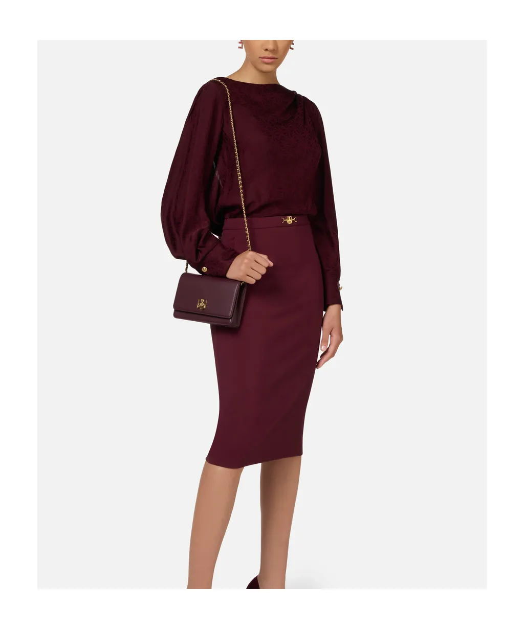Elisabetta Franchi Jacquard Satin Bodysuit-Style Blouse