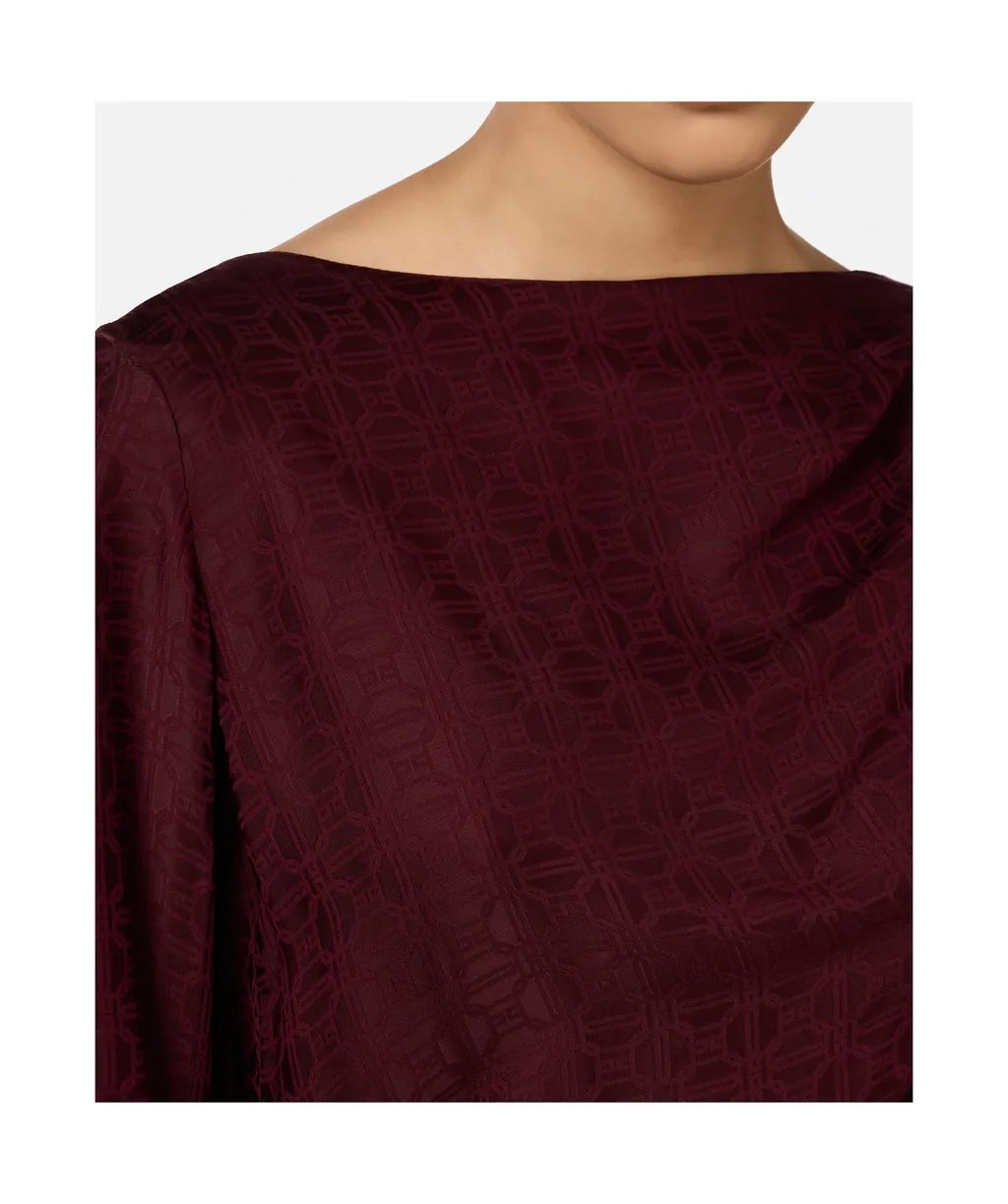 Elisabetta Franchi Jacquard Satin Bodysuit-Style Blouse