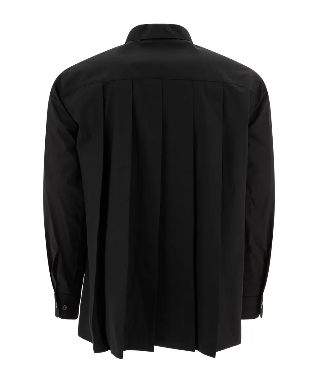 Pleated Button-Up Shirt
