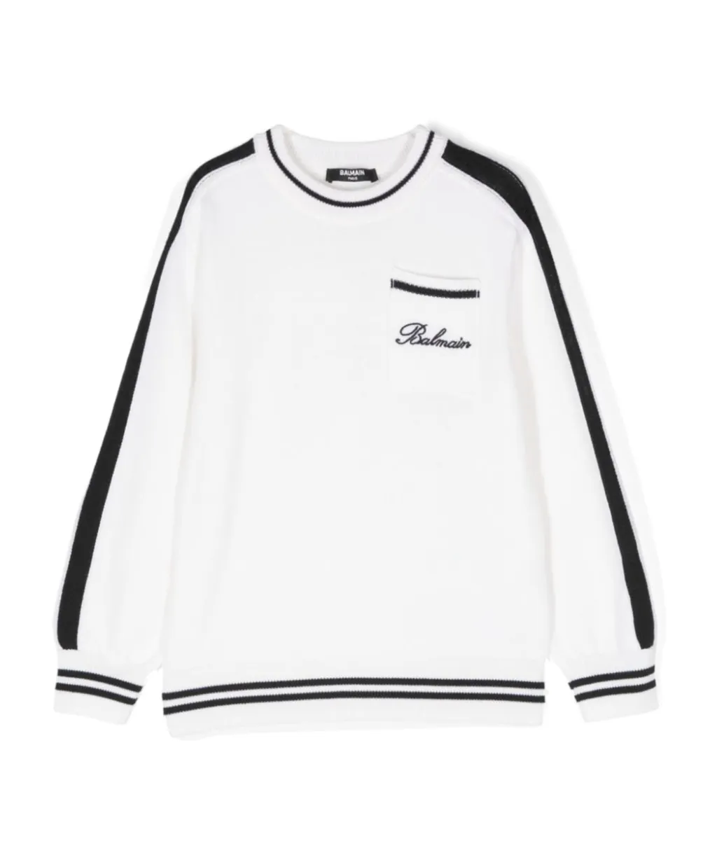 Balmain Kids Logo Embroidered Crewneck Jumper