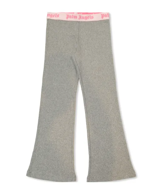 Palm Angels Kids Logo Waistband Flared Trousers