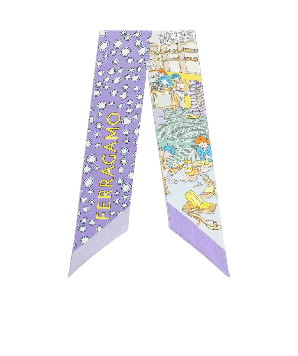 Salvatore Ferragamo Pattern-Printed Pointed Tip Bandeau Scarf
