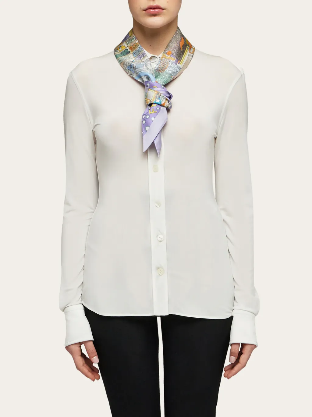 Salvatore Ferragamo Pattern-Printed Pointed Tip Bandeau Scarf