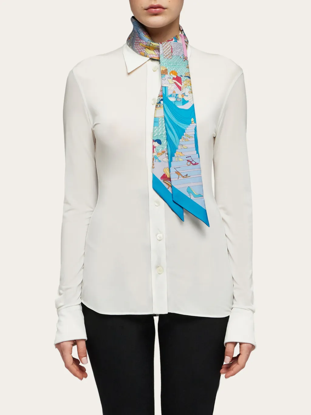 Salvatore Ferragamo Pattern-Printed Pointed Tip Bandeau Scarf