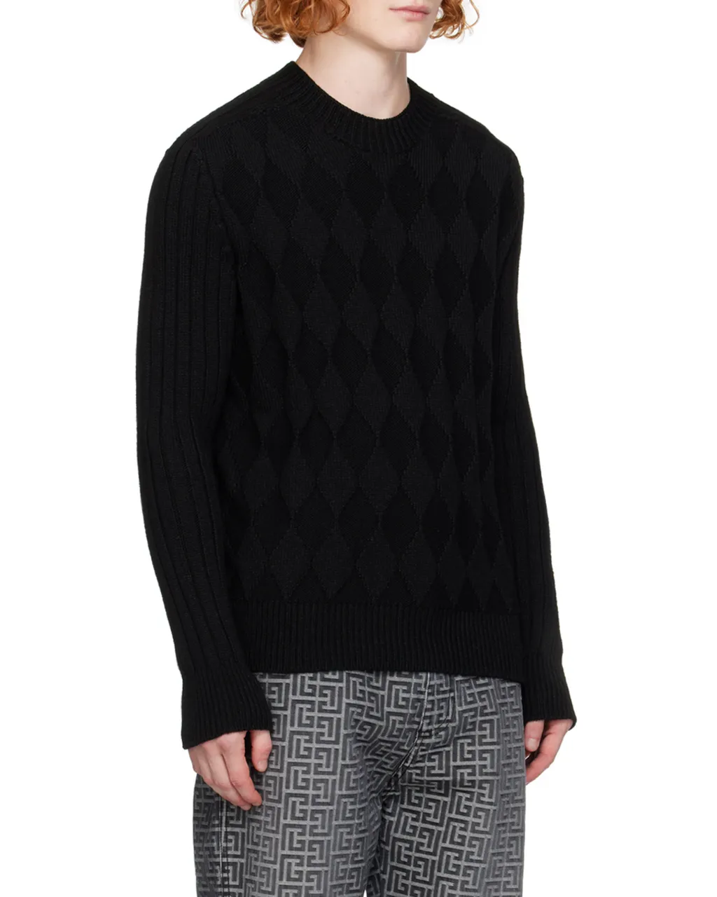 Balmain Diamond Pattern Knit Sweater