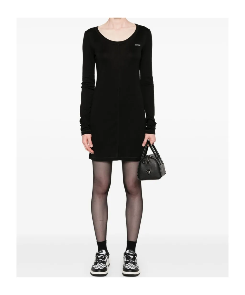 Miu Miu Logo-Patch Long-Sleeved Mini Dress