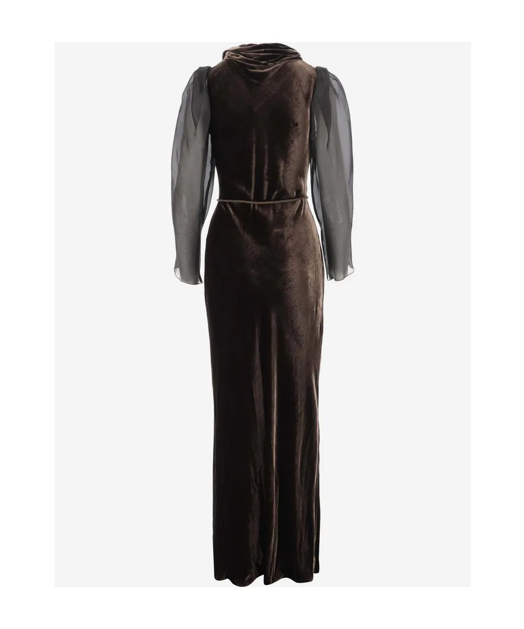 Stephan Janson Sheer Sleeve Maxi Dress