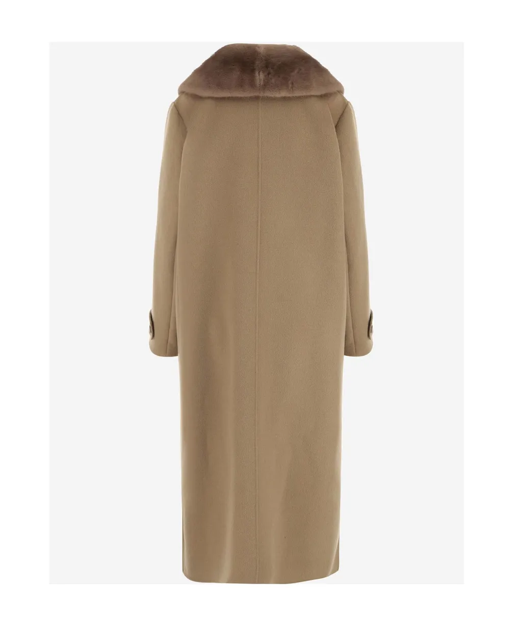 Yves Salomon Mink Collar Long Coat