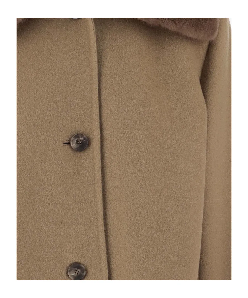 Yves Salomon Mink Collar Long Coat