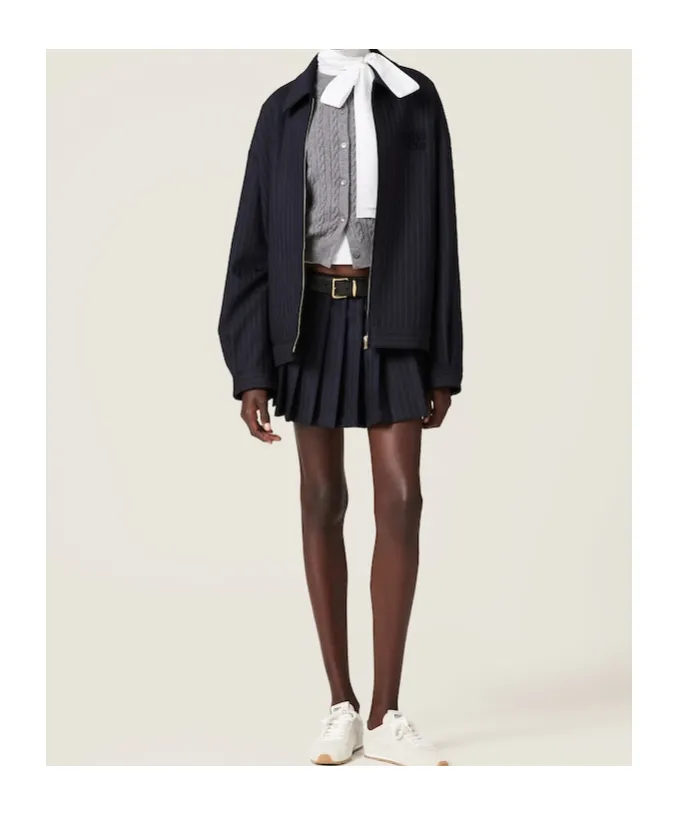 Miu Miu Logo-Appliqué Pleated Mini Skirt