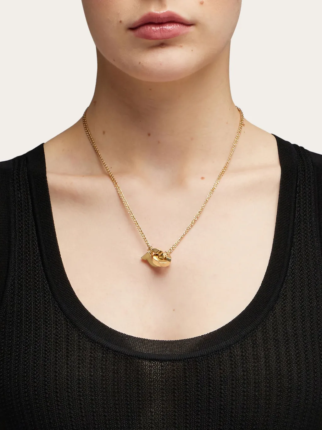 Double Gancini Pendant Necklace