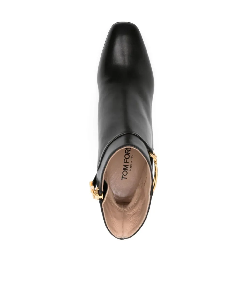 Tom Ford Logo Plaque Ankle Boots